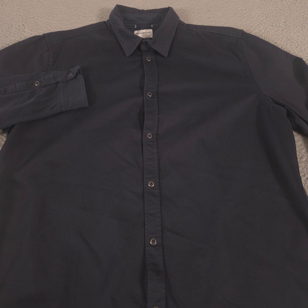 Norse Projects Shirt Mens XXL Navy Osvald Denim Overdye Snap Front Long Sleeve